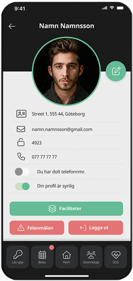 Skärmbild av bokningsvyn i BoOnline-appen